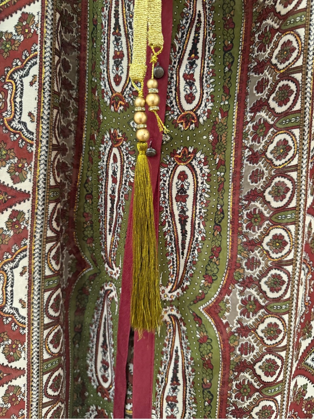 Aratta Burgundy Paisley Button-Front Maxi Dress Crown patch S - Picture 6 of 8